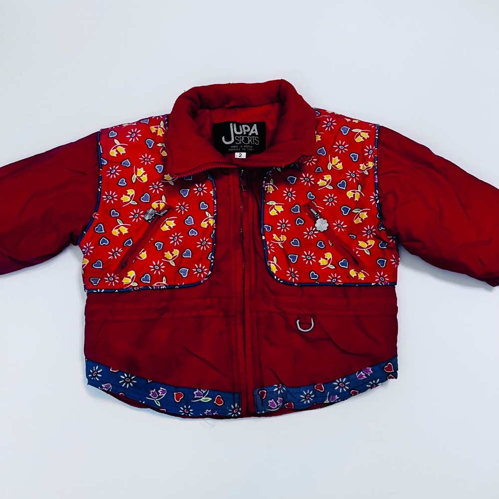 Vintage Jupa Sports Kids Coat Jacket Red Floral Made in Korea